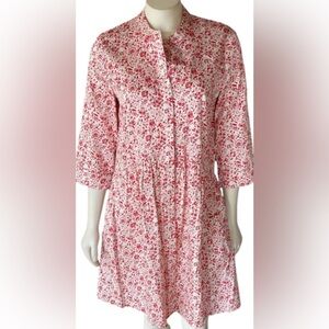 Tuckernuck red and white floral Royal Shirt dress size XXS fits a 2/4.